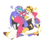  &lt;3 alien annoyed autobot blue_eyes blush cliffjumper curved_horn cute cybertronian digital_media_(artwork) frown horn hug humanoid jetfire_(transformer) jetstorm_(transformer) living_machine machine male not_furry open_mouth robot simple_background smile spr teeth transformers transformers_animated yellow_eyes 