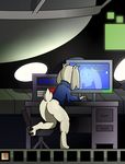  2017 anthro bottomless breasts butt cave_story clothed clothing computer digital_media_(artwork) english_text female fur hi_res lagomorph mammal mimiga presenting raised_tail sexylopunny solo sue_sakamoto text video_games white_fur 