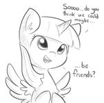  2017 black_and_white english_text equine female feral friendship_is_magic hair horn looking_at_viewer mammal monochrome my_little_pony solo text tjpones twilight_sparkle_(mlp) winged_unicorn wings 