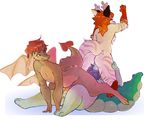  ambiguous_gender anthro antlers blush crocodile crocodilian dragon erection female female/ambiguous fur furred_dragon girly group group_sex hair horn male male/ambiguous megumigoo nude penis precum reptile scalie sex tapering_penis threesome 