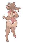  anthro butt cervine clothing deer female fur hair hooves looking_back mammal megumigoo solo thick_thighs tight_clothing 
