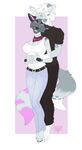  anja_(character) anthro arms_around_waist bandanna brother canine clothed clothing deazea_(artist) dog eyes_closed family fan_character female fur grey_fur happy hug male mammal pink_fur sibling sister smile teeth ven_(character) white_fur 
