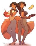  anthro big_breasts breasts butt butt_pose cake_mix canine duo female food fox fur hair hi_res looking_at_viewer mammal pancake roza_(woadedfox) sketch smile standing woadedfox 