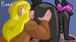  2017 anal animated anthro big_butt blonde_hair butt digital_media_(artwork) female female/female hair mammal oral plaga purple_hair rimming sex slightly_chubby thick_thighs tongue 