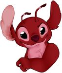  2016 alien antennae black_eyes claws digital_drawing_(artwork) digital_media_(artwork) disney edit experiment_(species) fur headshot_portrait leroy_(lilo_and_stitch) lilo_and_stitch looking_at_viewer mantislady portrait raised_eyebrow red_claws red_fur red_nose simple_background solo white_background 