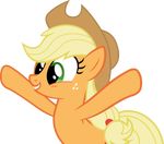  alpha_channel applejack_(mlp) blonde_hair cutie_mark earth_pony equine eyelashes female feral freckles friendship_is_magic fur green_eyes hair hat horse mammal my_little_pony pony simple_background smile solo takeshi6888 transparent_background 