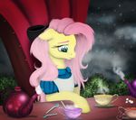 alice_(alice_in_wonderland) alice_in_wonderland beverage blue_eyes chair clothed clothing cup dress earth_pony equine female feral fluttershy_(mlp) friendship_is_magic hair hair_bow hair_ribbon horse long_hair mammal my_little_pony pink_hair pony ribbons sitting solo spoon tea tea_cup teapot vinicius040598 yellow_body 