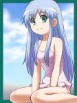  blue_hair green_eyes index long_hair sitting swimsuit to_aru_kagaku_no_railgun to_aru_majutsu_no_index 