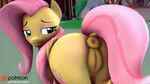  2017 3d_(artwork) animal_genitalia animal_pussy anus big_butt blue_eyes blush butt clitoral_winking clitoris cutie_mark digital_media_(artwork) equine equine_pussy feathered_wings feathers female feral fluttershy_(mlp) friendship_is_magic godoffury hair horse long_hair looking_back mammal my_little_pony nude pegasus pink_hair pony presenting presenting_hindquarters puffy_anus pussy smile solo source_filmmaker wings 