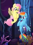  2017 animated cutie_mark duo female fluttershy_(mlp) friendship_is_magic hair hi_res hooves long_hair multicolored_hair my_little_pony my_little_pony_the_movie open_mouth pink_hair rainbow_dash_(mlp) rainbow_hair sea_pony selenophile 
