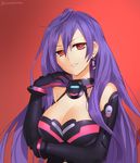  blue_hair breasts gloves highres iris_heart large_breasts long_hair looking_at_viewer neptune_(series) red_eyes sendrawz smile solo symbol-shaped_pupils very_long_hair 