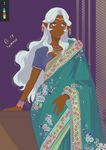  blue_eyes circlet color_guide contrapposto dark_skin earrings facial_mark hyakujuu-ou_golion indian_clothes jewelry long_hair looking_away necklace pointy_ears princess_allura sari sasha_gladysh silver_hair smile standing voltron:_legendary_defender 