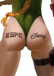  2017 ass ass_focus blonde_hair body_writing braid breasts cammy_white close-up commentary disney e-sports espn evolution_championship_series from_behind green_leotard hair_tie highleg highleg_leotard holster large_breasts legs_apart leotard logo long_hair lower_body mihai_radu simple_background skindentation solo standing street_fighter street_fighter_v thigh_holster thigh_strap thighs thong_leotard twin_braids white_background 