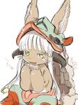  artist_request furry made_in_abyss nanachi_(made_in_abyss) open_mouth rabbit white_hair 