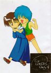  akazukin_chacha blue_hair hugging riiya shiine 