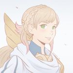  armor artist_name blonde_hair blush braid fire_emblem fire_emblem_heroes green_eyes grey_background koyorin long_hair looking_at_viewer md5_mismatch multicolored_hair pink_hair portrait sharena simple_background solo teeth two-tone_hair 