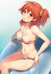  :o afloat bandeau bare_shoulders bikini blush breasts brilliant_summer fate/grand_order fate_(series) fujimaru_ritsuka_(female) groin hair_ornament hair_scrunchie innertube looking_at_viewer medium_breasts navel o-ring o-ring_bikini one_side_up orange_eyes orange_hair orange_scrunchie scrunchie sitting skindentation solo sparkle swimsuit wakamezake water wet yuran 