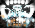  :&lt; admiral_paru black_gloves blue_eyes blurry building cape closed_mouth commentary_request depth_of_field gloves glowing glowing_eyes headgear independence_day kantai_collection parody shinkaisei-kan solo v-shaped_eyebrows white_hair white_house white_skin wo-class_aircraft_carrier 