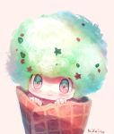  1boy afro artist_name baskin-robbins blush highres looking_at_viewer male_focus manino_(mofuritaionaka) simple_background star 