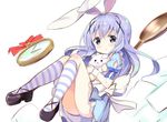  alice_(wonderland) blue_eyes blue_hair bunny_hair_ornament gochuumon_wa_usagi_desu_ka? hair_ornament hairclip kafuu_chino kurou_(quadruple_zero) long_hair looking_at_viewer solo x_hair_ornament 