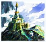  akazukin_chacha building dorothy&#039;s_castle mountian oil_painting 