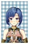  armor blue_eyes blush breastplate embarrassed fingerless_gloves fire_emblem fire_emblem:_ankoku_ryuu_to_hikari_no_tsurugi fire_emblem:_monshou_no_nazo fire_emblem:_shin_ankoku_ryuu_to_hikari_no_tsurugi fire_emblem:_shin_monshou_no_nazo fire_emblem_echoes:_mou_hitori_no_eiyuuou fire_emblem_gaiden gloves headband heart heart_hands highres katua looking_at_viewer solo tsuntail 