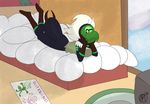  2016 alien arthropod beak bed bedroom cartoon_network centipeetle clothed clothing cyclops drawing female gem_(species) hair hands_on_face happy insect insectoid lying mb_thomas on_front smile solo steven_universe thorax white_hair 