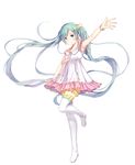  absurdres blue_eyes blue_hair blush boots closed_mouth collarbone eyebrows_visible_through_hair full_body hair_ornament hatsune_miku highres long_hair looking_at_viewer necktie pink_neckwear smile solo star star_hair_ornament thigh_boots thighhighs twintails vocaloid white_footwear yue_yue 