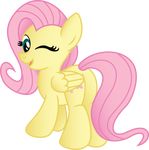  blue_eyes butt cutie_mark drawponies equine feathered_wings feathers female feral fluttershy_(mlp) friendship_is_magic fur hair long_hair mammal my_little_pony pegasus pink_hair smile solo wings 