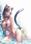  animal_ears censored hitowa nekomimi pantsu tail thong topless wet 