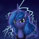  2017 blue_eyes blue_hair deathpwny equine female feral friendship_is_magic frown hair horn jewelry lightning_bolt looking_at_viewer mammal my_little_pony necklace portrait princess_luna_(mlp) solo unicorn 