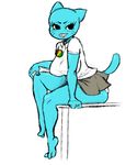  2017 anthro barefoot big_breasts big_butt blue_fur bmxii breasts butt cartoon_network cat clothing digital_media_(artwork) eyelashes feline fur looking_at_viewer mammal nicole_watterson panties pose raised_tail ring shirt simple_background sitting skirt solo the_amazing_world_of_gumball underwear upskirt wedding_ring whiskers white_background 