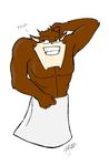  2007 anthro biceps looking_aside loonatics_unleashed looney_tunes male mammal marsupial muscular muscular_male pecs simple_background slam_tasmanian smile solo tasmanian_devil towel unknown_artist warner_brothers white_background 