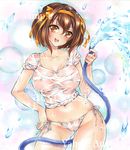  :d artist_name ass_visible_through_thighs at_classics bangs between_legs blush breasts brown_eyes brown_hair cowboy_shot eyebrows_visible_through_hair groin hair_between_eyes hairband hand_on_hip holding holding_hose hose large_breasts looking_at_viewer navel no_pants open_mouth orange_hairband panties sample see-through shirt short_hair short_sleeves side-tie_panties smile solo stomach suzumiya_haruhi suzumiya_haruhi_no_yuuutsu traditional_media underwear water watermark wet wet_clothes wet_panties wet_shirt white_panties white_shirt 