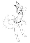  :o animal_ear_fluff animal_ears bangs bare_legs barefoot blunt_bangs commentary_request fox_ears fox_girl fox_girl_(jaco) fox_tail full_body greyscale holding_tail jaco leaning_forward looking_back monochrome off_shoulder original shirt short_hair shorts sidelocks sketch solo standing tail thick_eyebrows white_background 