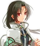 2900cm black_hair book cape closed_mouth expressionless fire_emblem fire_emblem:_akatsuki_no_megami fire_emblem:_souen_no_kiseki from_side gem high_collar holding holding_book jacket jewelry looking_at_viewer necklace red_eyes simple_background soren white_background 