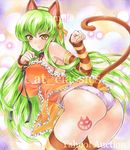  animal_ears arm_warmers artist_name ass at_classics bangs bikini breasts c.c. cat_ears cat_tail closed_mouth code_geass covered_nipples cowboy_shot eyebrows_visible_through_hair green_hair hair_between_eyes large_breasts long_hair looking_at_viewer looking_back panties sample side-tie_bikini sidelocks smile solo striped striped_legwear swimsuit tail thighhighs traditional_media twisted_torso underwear watermark white_panties yellow_eyes 