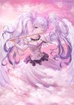  artist_name bad_id bad_pixiv_id blush breasts closed_mouth eyebrows_visible_through_hair highres holding holding_instrument instrument instrument_request large_breasts long_hair long_sleeves looking_at_viewer music one_eye_closed original playing_instrument purple_eyes roang silver_hair smile solo twintails 