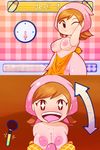  apron bandanna blush breasts brown_hair cooking_mama drooling inverted_nipples looking_at_viewer milf naked_apron open_mouth penis plantpenetrator pov pussy 