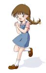  1girl akazukin_chacha brown_eyes brown_hair classmate female long_hair manami open_eyes open_mouth shoes smile socks solo standing twintails 
