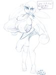  anthro big_breasts blue_theme breasts bulge clothing collar dickgirl english_text flaccid hi_res huge_breasts hyper hyper_penis intersex lactating lagomorph lola_bunny looking_at_viewer looney_tunes mammal milk nipple_bulge penis rabbit smile snao solo sport standing text tight_clothing volleyball warner_brothers 