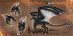  2017 black_scales blue_eyes claws dragon english_text feral horn male membranous_wings model_sheet open_mouth scales scalie selianth solo standing teeth text western_dragon wings 