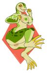  amphibian anthro breasts butt female frog looking_at_viewer nipples nude open_mouth pussy ryunwoofie smile solo thick_thighs 