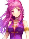  1girl armlet bare_shoulders closed_mouth fire_emblem fire_emblem:_seima_no_kouseki jurge long_hair marica_(fire_emblem) nintendo purple_eyes purple_hair simple_background sleeveless solo upper_body white_background 