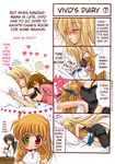  4koma breast_grab breast_rest breasts breasts_on_head comic fate_testarossa grabbing hard_translated heterochromia hina_sasaki lyrical_nanoha mahou_shoujo_lyrical_nanoha_strikers medium_breasts multiple_girls pantyhose sleeping takamachi_nanoha translated vivio yagami_hayate yuri 