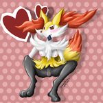  &lt;3 anthro barefoot black_fur blush braixen breasts canine claws clitoris condom digital_media_(artwork) female fur inner_ear_fluff mammal nintendo nipples nude orange_fur pink_nipples pok&eacute;mon presenting pussy red_fur solo spreading stick video_games yellow_fur 