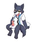  al-cat animal_genitalia animal_penis anthro blush bottomless canine canine_penis clothed clothing erection hi_res knot male mammal masturbation necktie open_shirt penis precum simple_background sitting solo white_background wolf yellow_eyes 