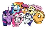  2017 ambiguous_gender applejack_(mlp) cowboy_hat disastral equine feral fluttershy_(mlp) friendship_is_magic group hair hat horn horse mammal multicolored_hair multicolored_tail my_little_pony pinkie_pie_(mlp) pony portrait rainbow_dash_(mlp) rainbow_hair rarity_(mlp) scootaloo_(mlp) simple_background twilight_sparkle_(mlp) two_tone_hair unicorn white_background 