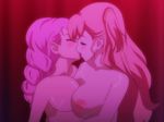  2girls animated animated_gif blush breasts character_request charlotte_shalzen eyes_closed hair_ornament kiss large_breasts moaning nipples nude official pink_hair sweat valkyrie_drive valkyrie_drive_-mermaid- wet yuri 