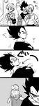  2girls 4koma bra_(dragon_ball) bulma comic dragon_ball dragon_ball_z family greyscale highres monochrome multiple_boys multiple_girls silent_comic sketch tkgsize trunks_(dragon_ball) vegeta 